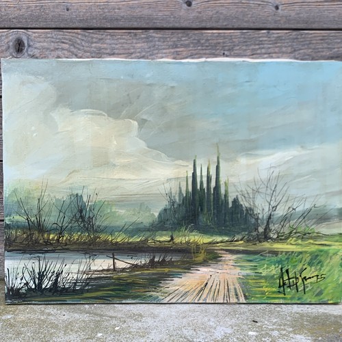 Dipinto paesaggio con castello