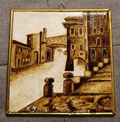 Quadro dipinto mattonella - quadro,