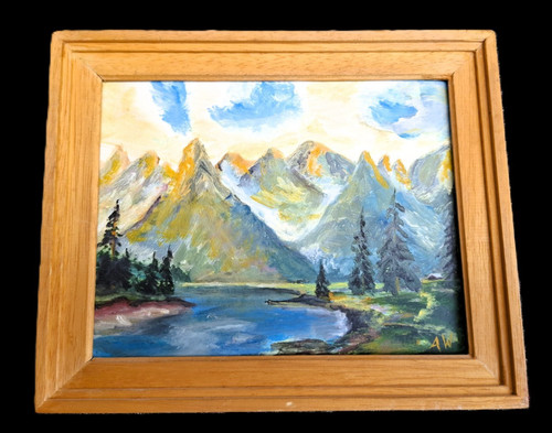 Dipinto olio paesaggio alpino