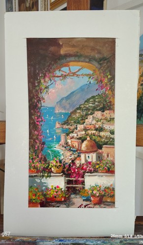 Dipinto paesaggio costiero - , con
