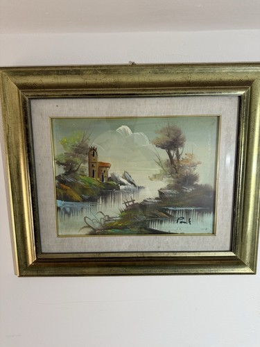 Quadro dipinto paesaggio lago
