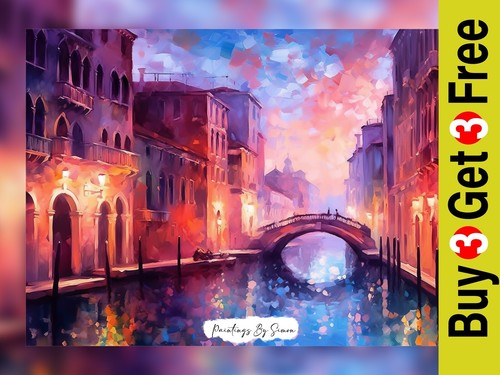 Quadro scena olio venezia - scena,