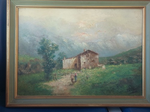 Dipinto olio paesaggio rurale - olio,