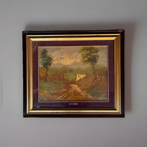 Paesaggio olio cartone - su,