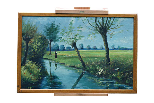 Olio cartone firmato - olio,
