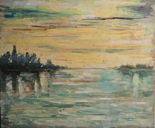 Dipinto olio paesaggio marina - olio,