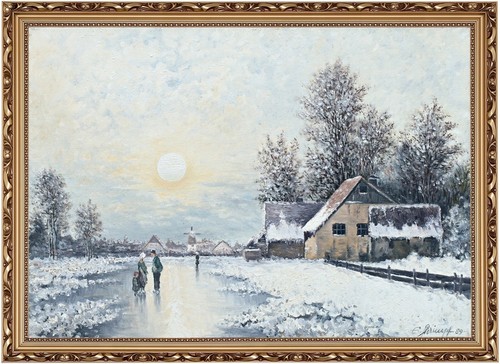 Olio tela firmato paesaggio - tela,