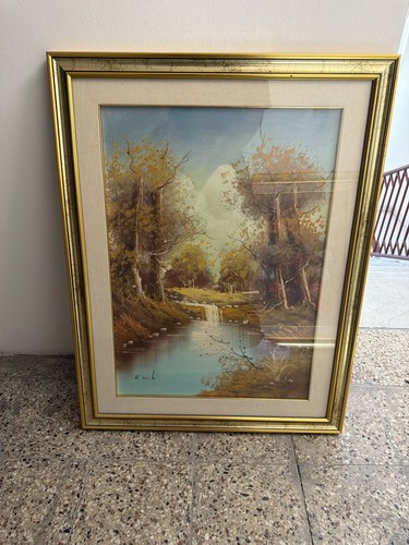 Quadro paesaggio con - fiume, e