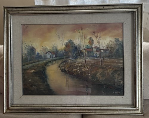 Quadro dipinto paesaggio fiume