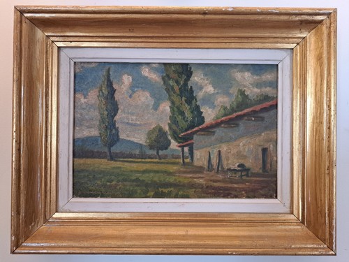 Paesaggio fattoria olio su - in, fattoria,