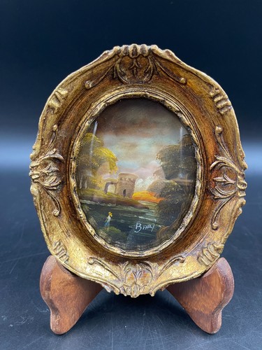Quadro ovale vintage - , olio