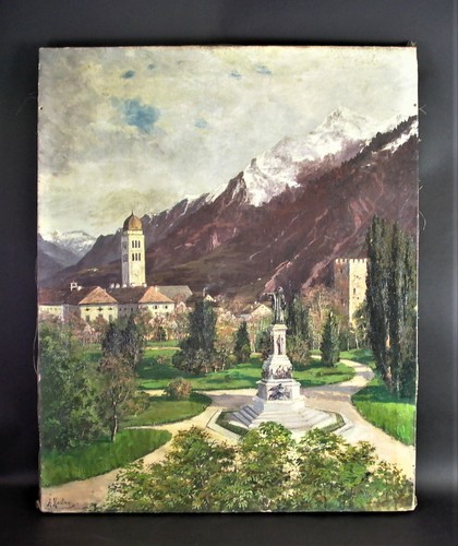 Dipinto olio trento monumento - olio,